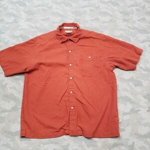 REI Shirt Mens Small Red Rust Pockets Short Sleeve Button-Up Outdoors Camp